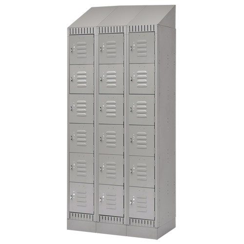Lockers, 6 -tier, Bank of 3, 36" x 18" x 86", Steel, Grey, Knocked Down Nuna Depot Inc.