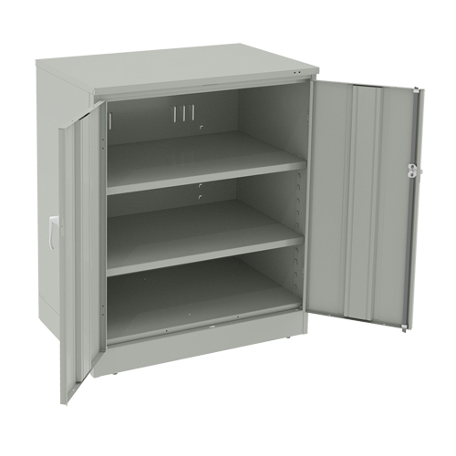 Deluxe Counter High Cabinet, Steel, 2 Shelves, 42" H x 36" W x 24" D, Light Grey Nuna Depot Inc.