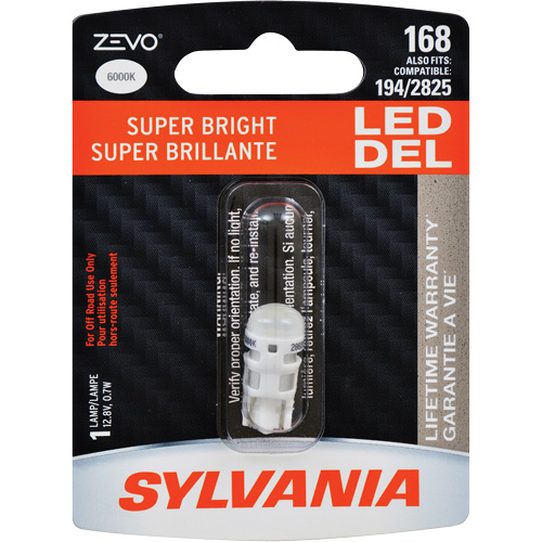 168 Mini-ampoule automobile Zevo, DEL, 0,7 W, Blanc Nuna Depot Inc.