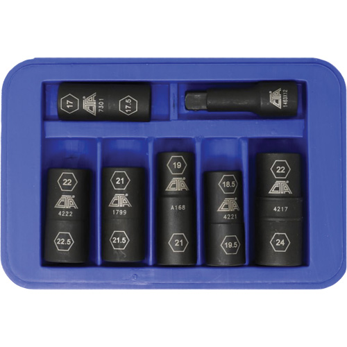 Half Metric Flip Socket Set, 7 Pcs, Impact, 1/2" Drive Size, Deep Nuna Depot Inc.