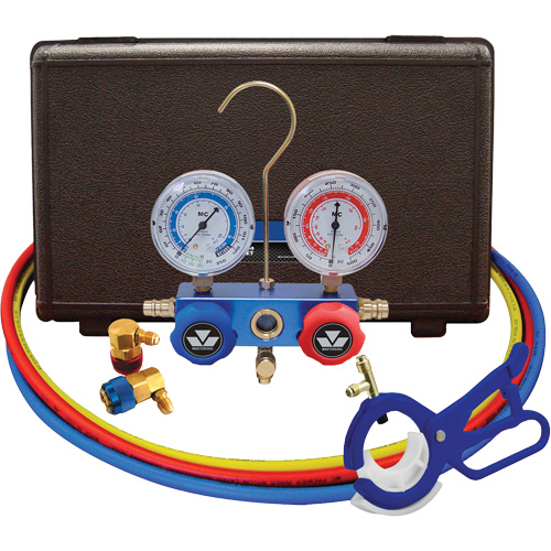 Automotive R134A 2-Way Manifold Gauge Set with 3-In-1 Side Mount Can Tap Valve Nuna Depot Inc.
