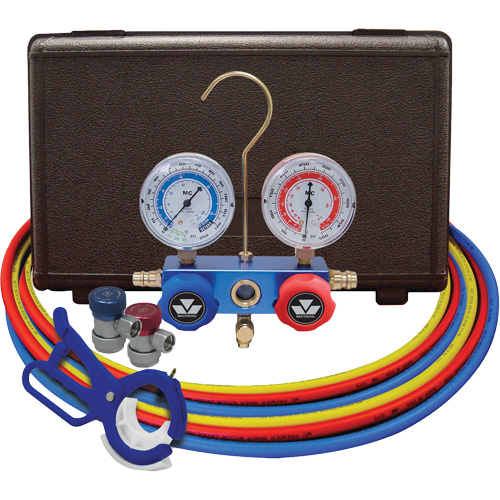 Dual Manifold Gauge Set with Manual Couplers & 3-in-1 Side Mount Can Tap Valve Nuna Depot Inc.
