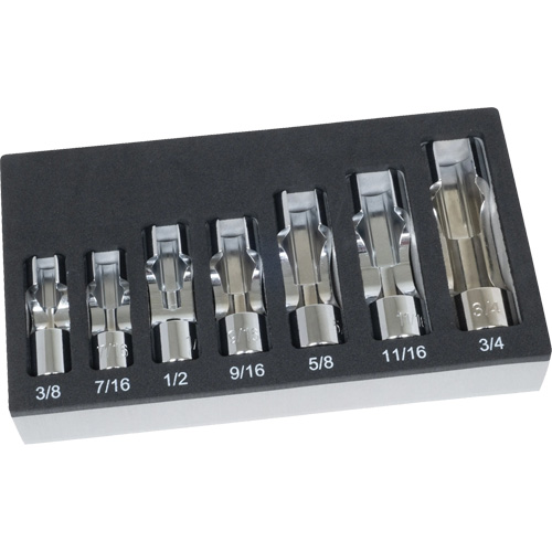 SAE Flare Nut Socket Set with Foam Tray, 7 Pieces, 3/8" Drive Size Nuna Depot Inc.
