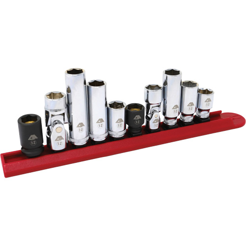 Chrome Finish Socket Set with Rail, 10 Pieces, 1/4"/3/8" Drive Size Nuna Depot Inc.