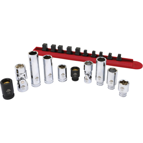 Chrome Finish Socket Set with Rail, 10 Pieces, 1/4"/3/8" Drive Size Nuna Depot Inc.