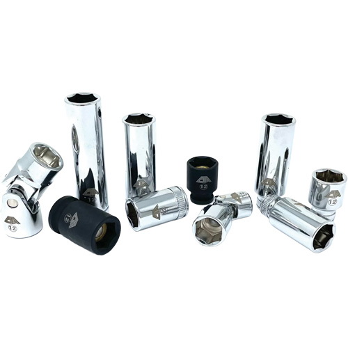 Chrome Finish Socket Set with Rail, 10 Pieces, 1/4"/3/8" Drive Size Nuna Depot Inc.