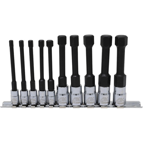 Metric Hex Socket Bit Set with Reduced Shank, 10 Pieces, 1/4"/3/8" Drive Size Nuna Depot Inc.