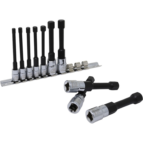 Metric Hex Socket Bit Set with Reduced Shank, 10 Pieces, 1/4"/3/8" Drive Size Nuna Depot Inc.