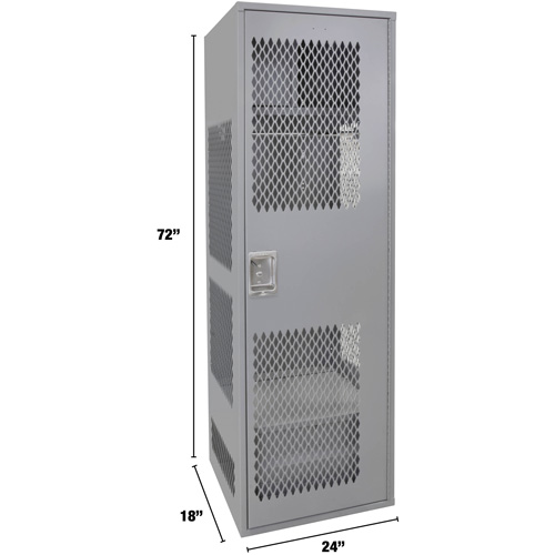 Gear Locker with Door, Steel, 24" W x 18" D x 72" H, Grey Nuna Depot Inc.