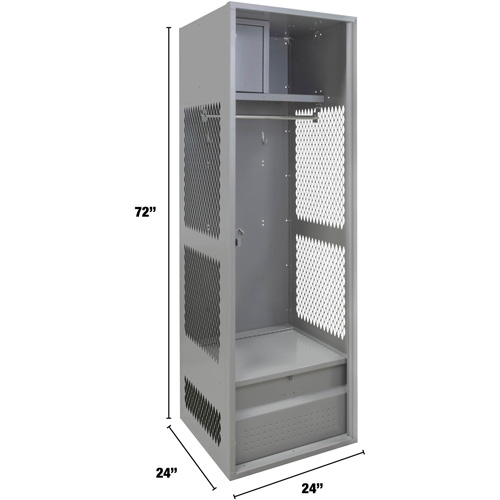 Gear Locker, Steel, 24" W x 24" D x 72" H, Grey Nuna Depot Inc.