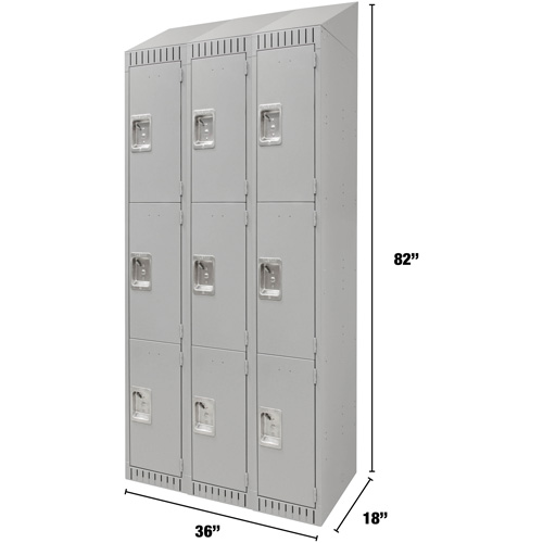 Casiers, 3 niveaux, Bloc de 3, 36" x 18" x 82", Acier, Gris, D&eacute;mont&eacute; Nuna Depot Inc.