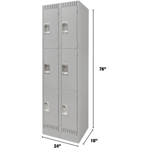 Casiers, 3 niveaux, Bloc de 2, 24" x 18" x 76", Acier, Gris, D&eacute;mont&eacute; Nuna Depot Inc.