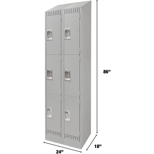 Casiers, 3 niveaux, Bloc de 2, 24" x 18" x 86", Acier, Gris, D&eacute;mont&eacute; Nuna Depot Inc.