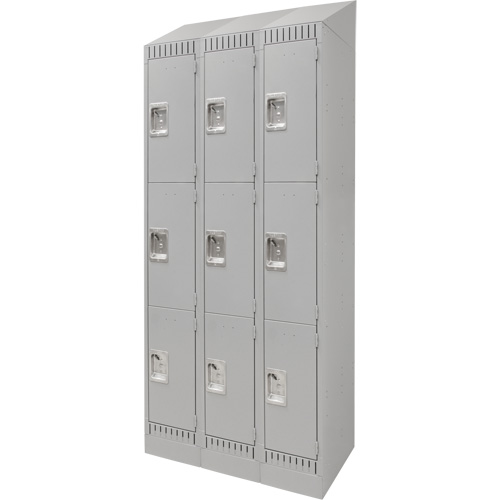 Lockers, 3 -tier, Bank of 3, 36" x 18" x 86", Steel, Grey, Knocked Down Nuna Depot Inc.