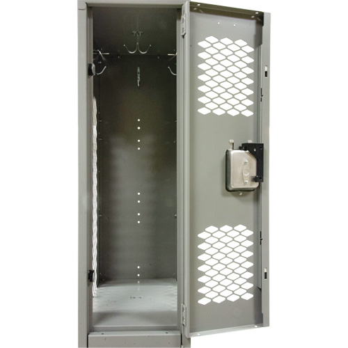 Casiers ventil&eacute;s, 2 niveaux, Bloc de 3, 36" x 18" x 88", Acier, Gris, D&eacute;mont&eacute;, Perfor&eacute; Nuna Depot Inc.