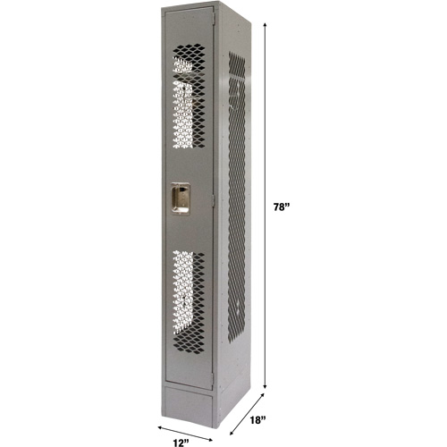 Vented Lockers, 12" x 18" x 78", Steel, Grey, Knocked Down, Perforated Nuna Depot Inc.