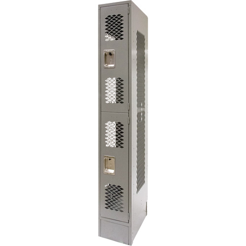 Vented Lockers, 2 -tier, 12" x 18" x 78", Steel, Grey, Knocked Down, Perforated Nuna Depot Inc.