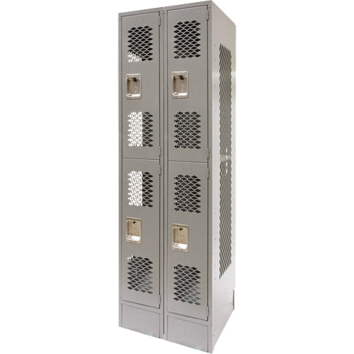 Casiers ventil&eacute;s, 2 niveaux, Bloc de 2, 24" x 18" x 78", Acier, Gris, D&eacute;mont&eacute;, Perfor&eacute; Nuna Depot Inc.