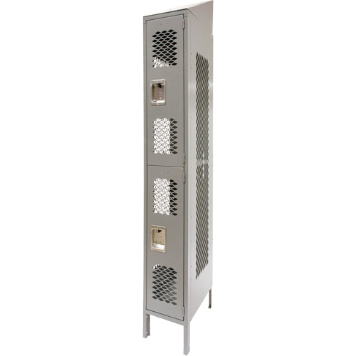 Casiers ventil&eacute;s, 2 niveaux, 12" x 18" x 88", Acier, Gris, D&eacute;mont&eacute;, Perfor&eacute; Nuna Depot Inc.