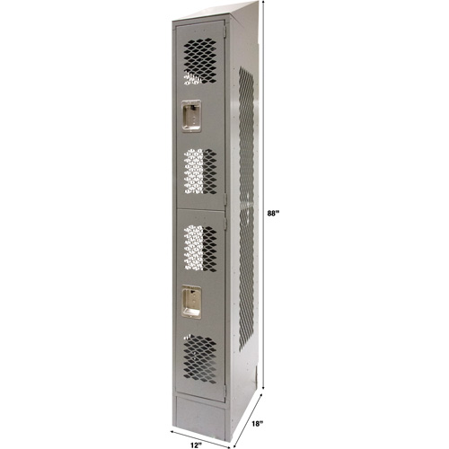 Casiers ventil&eacute;s, 2 niveaux, 12" x 18" x 88", Acier, Gris, D&eacute;mont&eacute;, Perfor&eacute; Nuna Depot Inc.