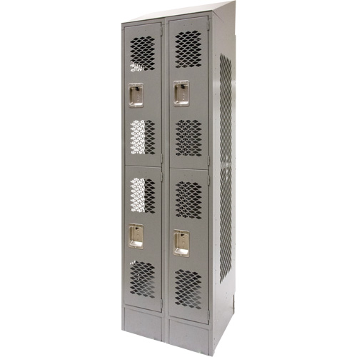 Casiers ventil&eacute;s, 2 niveaux, Bloc de 2, 24" x 18" x 88", Acier, Gris, D&eacute;mont&eacute;, Perfor&eacute; Nuna Depot Inc.