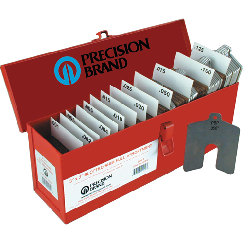 Slotted Shim Assortments, 2" L x 0.001"- 0.125" Thickness, 2" W, Stainless Steel Nuna Depot Inc.