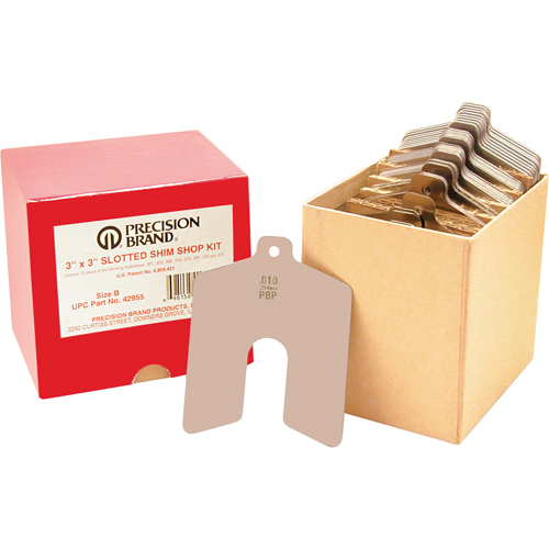 Slotted Shim Assortments, 3" L x 0.001"- 0.075" Thickness, 3" W, Stainless Steel Nuna Depot Inc.