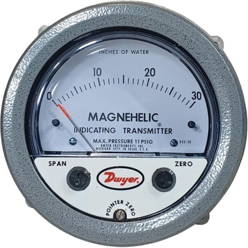 605 Series Magnehelic&reg; Differential Pressure Gauge & Indicating Transmitter, 4" , 0 - 30 in. w.c., Panel Mount, Analogue Nuna Depot Inc.