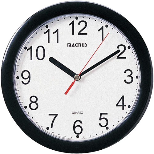 Round Clock, Analog, Battery Operated, 8" dia., Black Nuna Depot Inc.