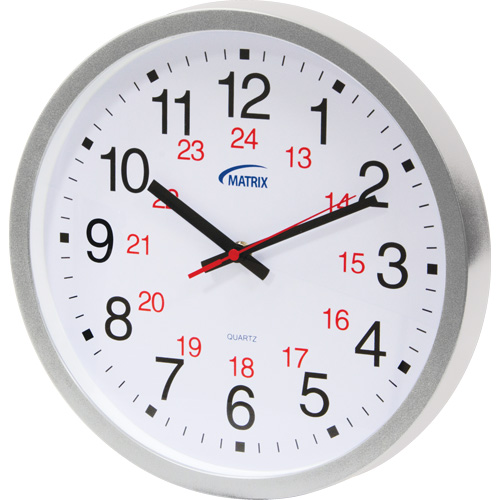Horloge 12/24 h, Analogique, &agrave; piles, 12", Argent Nuna Depot Inc.