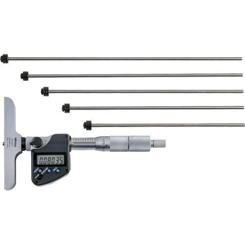 Digital Depth Micrometer with Interchangeable Rod, 0" - 12" (0 mm - 304.8 mm) Range, 0.00005" (0.001 mm) Resolution Nuna Depot Inc.