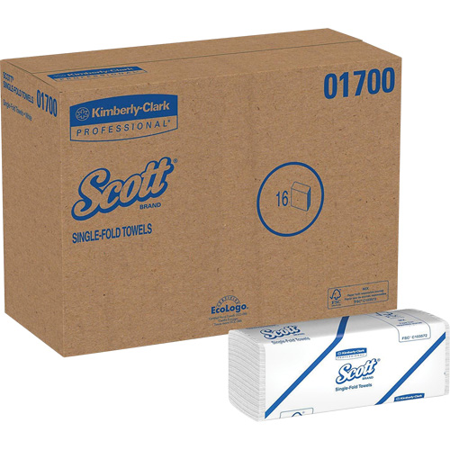 Essuie-mains Scott &agrave; pli simple, 1 pli, 10-1/2" lo x 9-3/10" la, 250 /pqt Nuna Depot Inc.