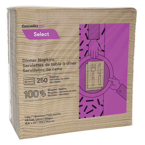 Pro Select 1/8 Fold Dinner Napkins, 1 Ply, 15.5" x 16" Nuna Depot Inc.