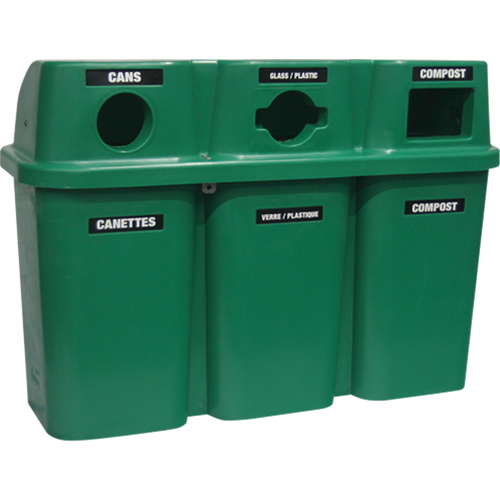 Recycling Containers Bullseye, Curbside, Plastic, 3 x 22 US Gal. Nuna Depot Inc.