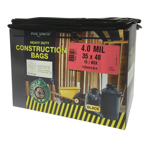 Sacs pour d&eacute;chets pour entrepreneurs, Fort, 35" la x 48" lo, 4 mils, Noir, Capacit&eacute; 166,55 L (44 gal.) Nuna Depot Inc.