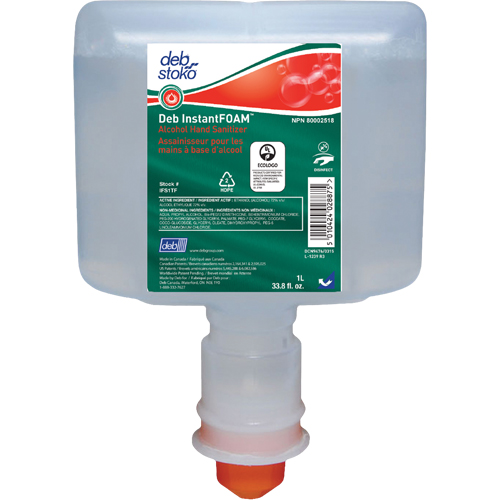 InstantFoam&reg; Sanitizer, 1000 ml, Cartridge Refill, 72% Alcohol Nuna Depot Inc.
