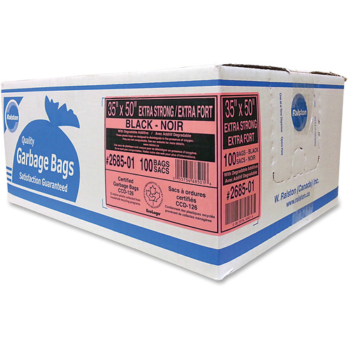Industrial Garbage Bags, X-Strong, 50" W x 35" L, 1.17 mils, Black Nuna Depot Inc.