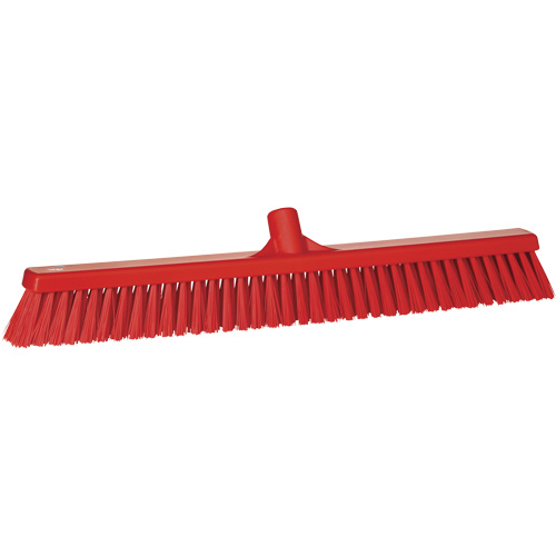 Combo Bristle Push Broom, Coarse/Fine Bristles, 24-1/2", Polyester, Red Nuna Depot Inc.