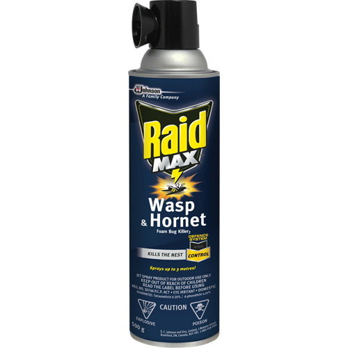 Mousse insecticide contre les gu&ecirc;pes et les frelons Raid Max, 500 g, Canette a&eacute;rosol, &agrave; base de solvant Nuna Depot Inc.