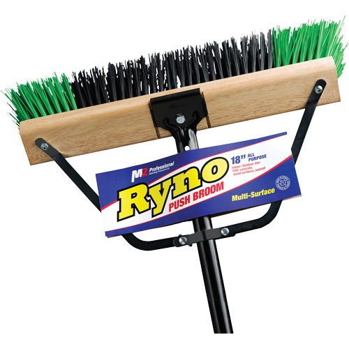 Ryno Push Broom with Braced Handle, 18", Stiff, PVC Bristles Nuna Depot Inc.