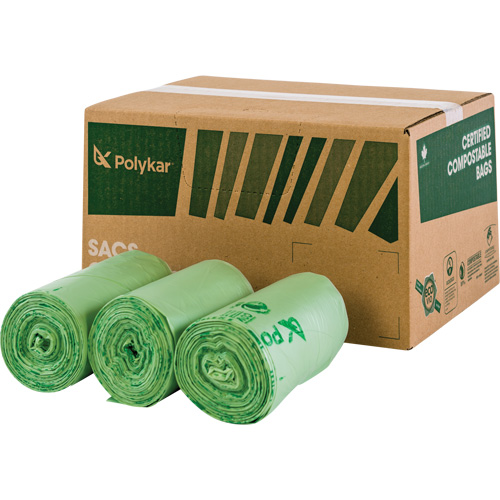 Certified Compostable Bags, Regular, 17" L x 17" W, Green, 10 L (3 Gal.) Capacity Nuna Depot Inc.