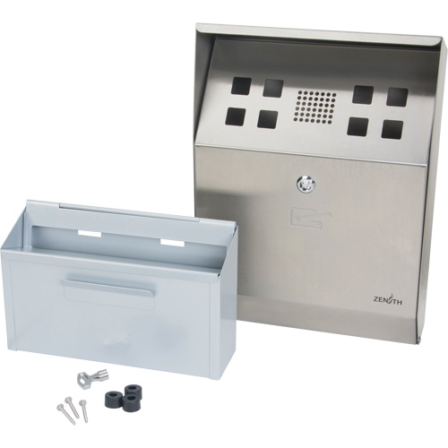 Cendrier, Montage mural, Acier inoxydable, Capacit&eacute; 1.6 Litres, Hauteur 13-4/5" Nuna Depot Inc.