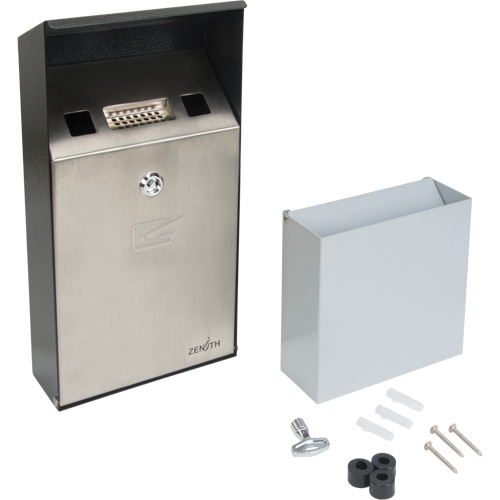 Cendrier, Montage mural, Acier inoxydable, Capacit&eacute; 1 Litre, Hauteur 11-4/5" Nuna Depot Inc.