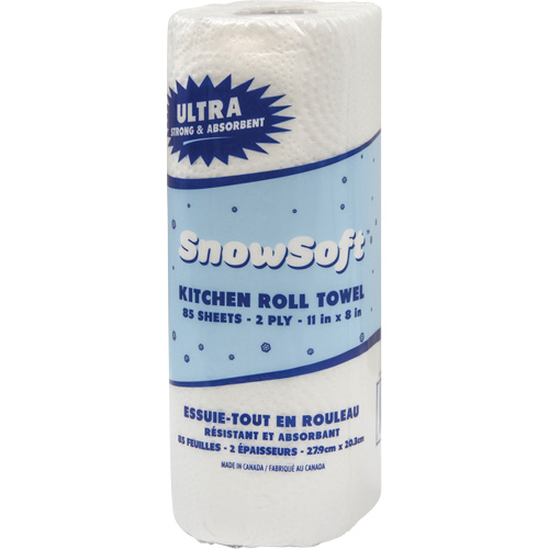 Essuie-tout pour cuisines de premi&egrave;re qualit&eacute; Snow Soft, 2 Pli, 85 Feuilles/rouleau, 8" la, 11" lo Nuna Depot Inc.