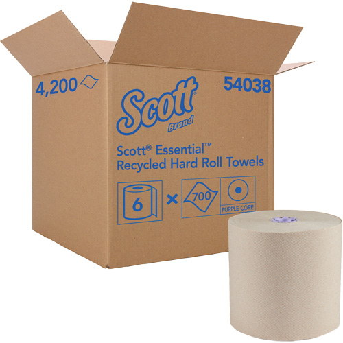 Essential 100% Recycled Brown Hard Roll Towels, 1 Ply, Standard, 700' L Nuna Depot Inc.