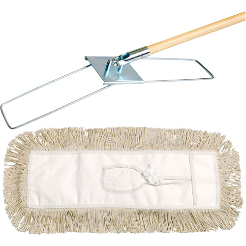 Break-Ezy Dust Mop System, Tie-On Style, Cotton, 48" L x 3-1/2" W Nuna Depot Inc.