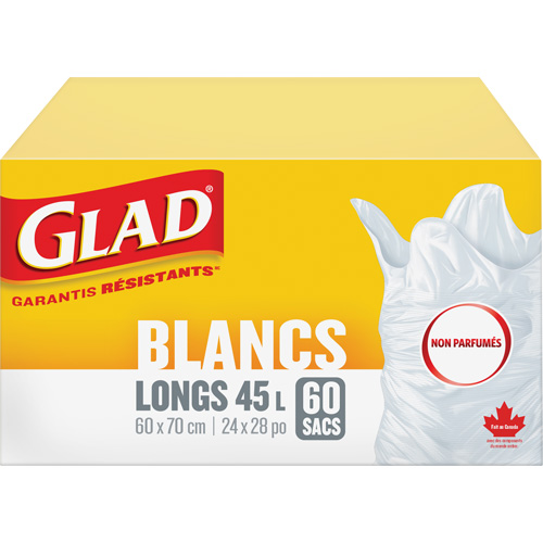 Sacs &agrave; ordures hauts 45 L sans parfum, R&eacute;gulier, 24" la x 28" lo, Blanc Nuna Depot Inc.