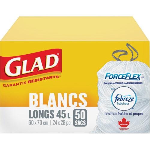 Tall 45L Febreze Garbage Bags, Regular, 24" W x 28" L, White Nuna Depot Inc.