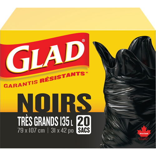 135L Garbage Bags, Regular, 31" W x 42" L, Black Nuna Depot Inc.