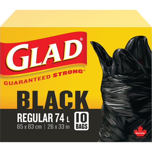 74L Garbage Bags, Regular, 26" W x 33" L, Black Nuna Depot Inc.